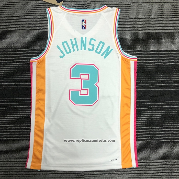 Camiseta San Antonio Spurs Keldon Johnson #3 Ciudad 2021-22 Blanco